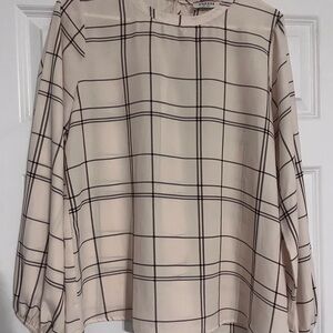 Andree By Unit Plaid Print Woven Blouse L